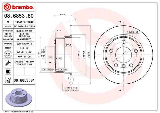 Brembo 08.6853.80 - Спирачен диск vvparts.bg