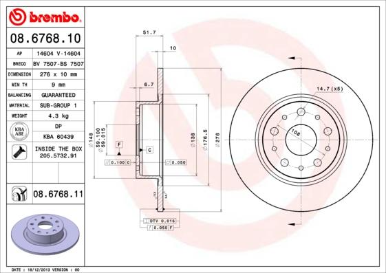 Brembo 08.6768.11 - Спирачен диск vvparts.bg