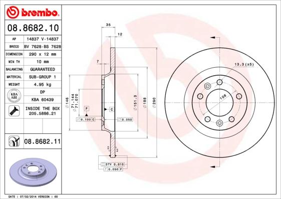 Brembo 08.8682.11 - Спирачен диск vvparts.bg