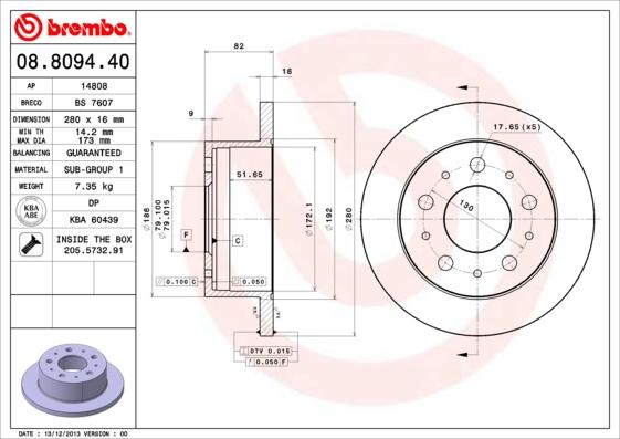 Brembo 08.8094.40 - Спирачен диск vvparts.bg