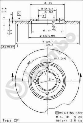 Brembo 08.2266.10 - Спирачен диск vvparts.bg