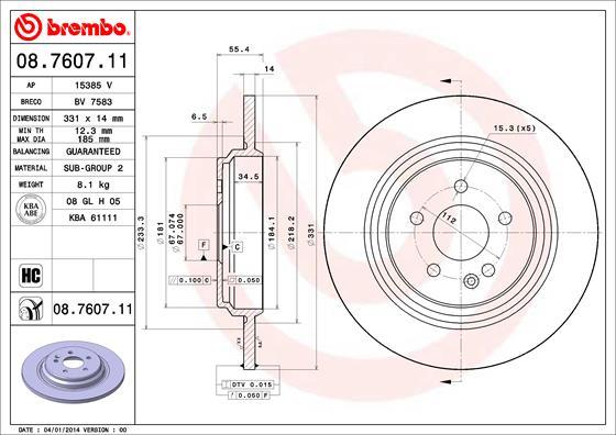 Brembo 08.7607.11 - Спирачен диск vvparts.bg