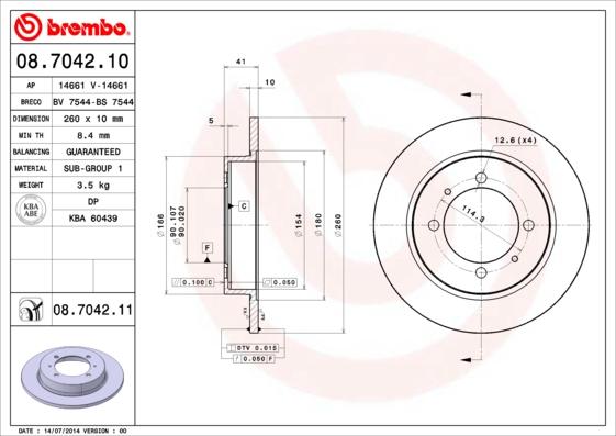 Brembo 08.7042.10 - Спирачен диск vvparts.bg