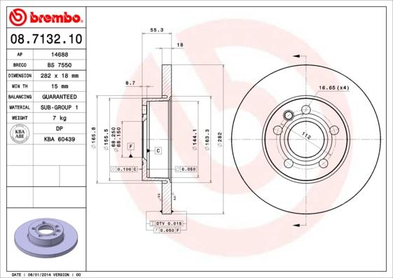 Brembo 08.7132.10 - Спирачен диск vvparts.bg