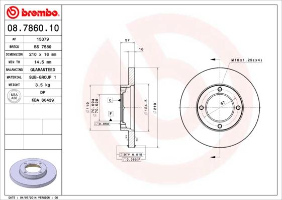 Brembo 08.7860.10 - Спирачен диск vvparts.bg