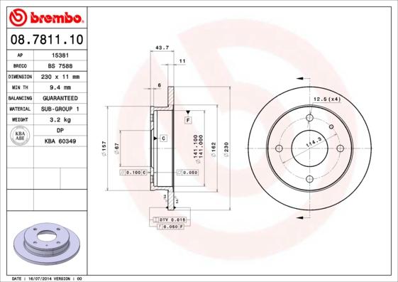 Brembo 08.7811.10 - Спирачен диск vvparts.bg