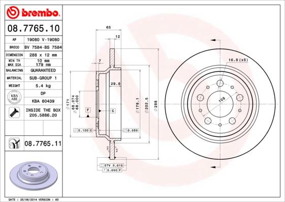 Brembo 08.7765.10 - Спирачен диск vvparts.bg