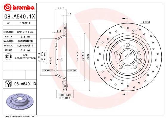 Brembo 08.A540.1X - Спирачен диск vvparts.bg