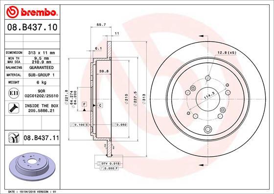 Brembo 08.B437.10 - Спирачен диск vvparts.bg