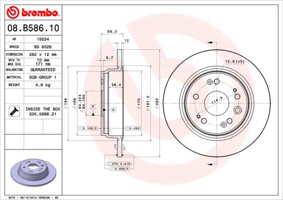 Brembo 08.B586.10 - Спирачен диск vvparts.bg