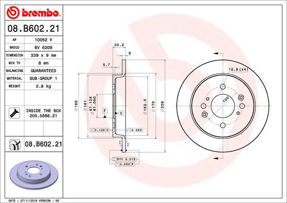 Brembo 08.B602.21 - Спирачен диск vvparts.bg