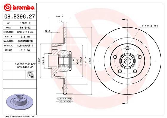 Brembo 08.B396.27 - Спирачен диск vvparts.bg