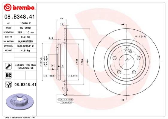 Brembo 08.B348.41 - Спирачен диск vvparts.bg