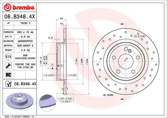 Brembo 08.B348.4X - Спирачен диск vvparts.bg