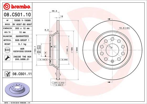 Brembo 08.C501.11 - Спирачен диск vvparts.bg