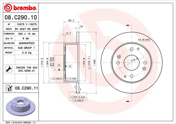 Brembo 08.C290.10 - Спирачен диск vvparts.bg