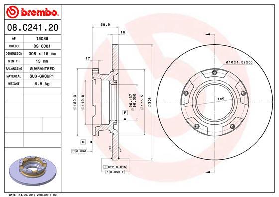 Brembo 08.C241.20 - Спирачен диск vvparts.bg