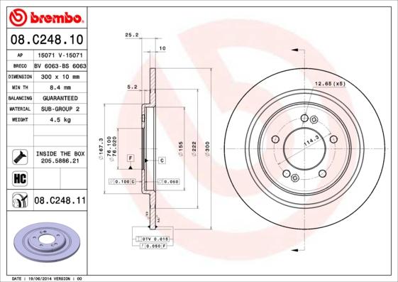 Brembo 08.C248.11 - Спирачен диск vvparts.bg
