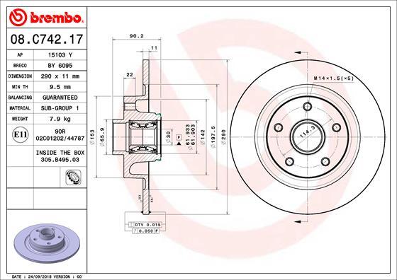 Brembo 08.C742.17 - Спирачен диск vvparts.bg