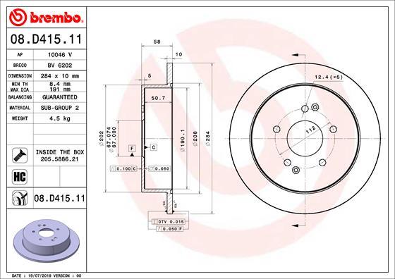 Brembo 08.D415.11 - Спирачен диск vvparts.bg