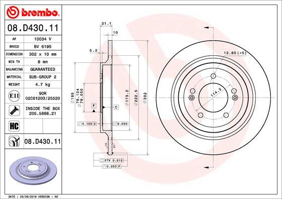 Brembo 08.D430.11 - Спирачен диск vvparts.bg