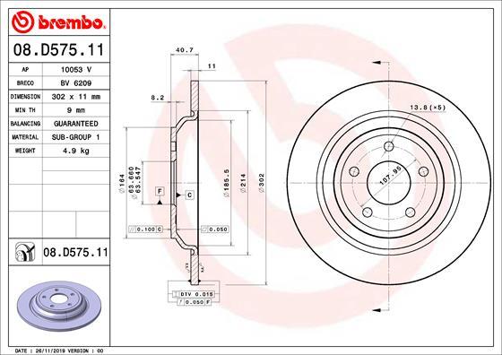 Brembo 08.D575.11 - Спирачен диск vvparts.bg