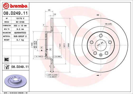 Brembo 08.D249.11 - Спирачен диск vvparts.bg
