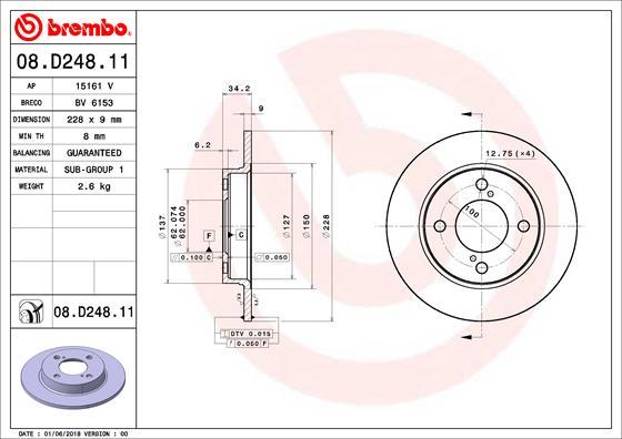 Brembo 08.D248.11 - Спирачен диск vvparts.bg