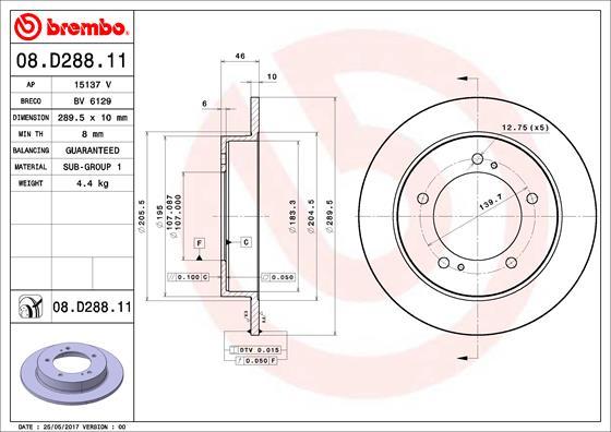 Brembo 08.D288.11 - Спирачен диск vvparts.bg