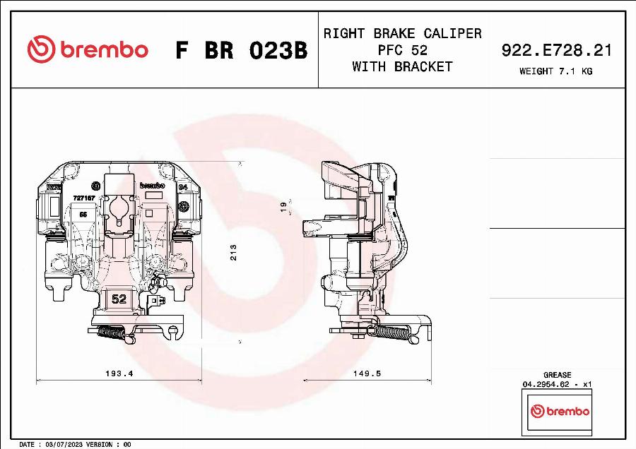 Brembo F BR 023B - Спирачен апарат vvparts.bg