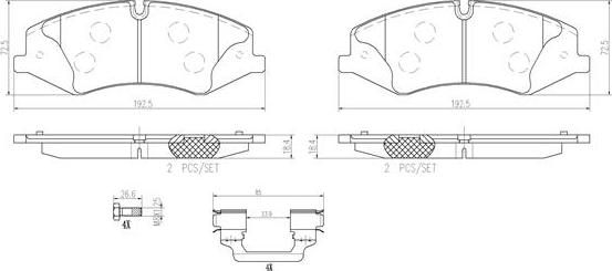 Brembo P44024N - Комплект спирачно феродо, дискови спирачки vvparts.bg