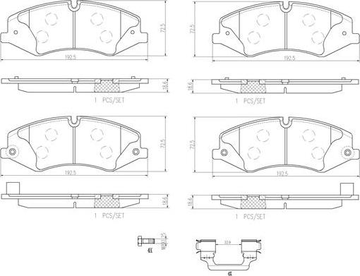 Brembo P44022N - Комплект спирачно феродо, дискови спирачки vvparts.bg