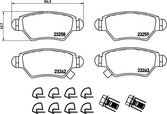 Brembo P 59 031 - Комплект спирачно феродо, дискови спирачки vvparts.bg