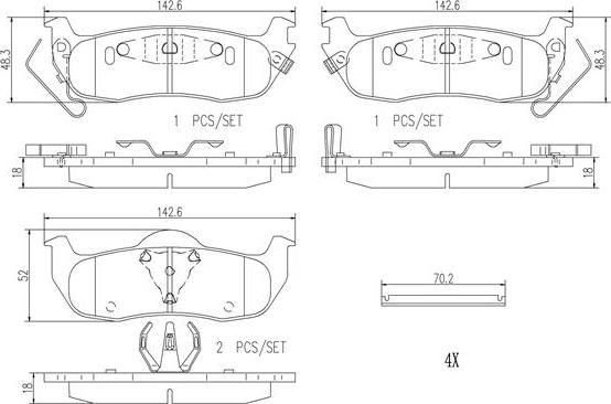 Brembo P56074N - Комплект спирачно феродо, дискови спирачки vvparts.bg