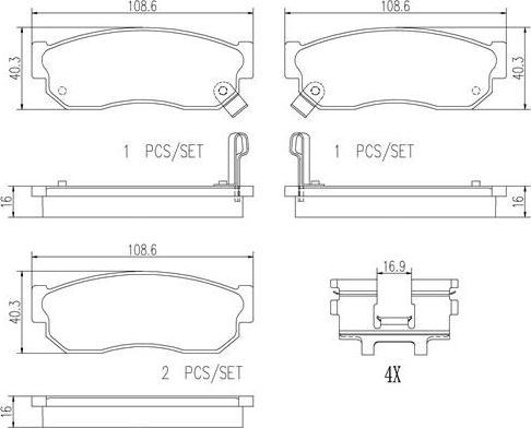 Brembo P56073N - Комплект спирачно феродо, дискови спирачки vvparts.bg