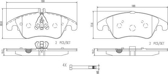 Brembo P50069N - Комплект спирачно феродо, дискови спирачки vvparts.bg