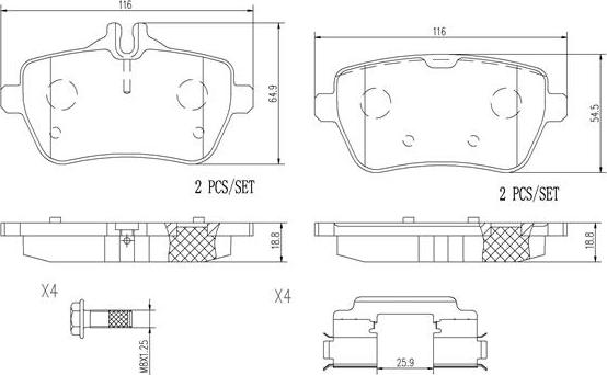 Brembo P50103N - Комплект спирачно феродо, дискови спирачки vvparts.bg