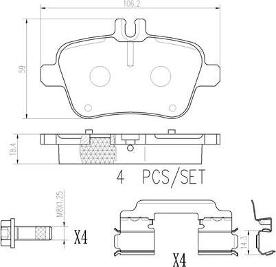 Brembo P50135N - Комплект спирачно феродо, дискови спирачки vvparts.bg
