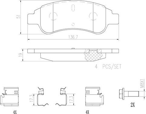 Brembo P61082N - Комплект спирачно феродо, дискови спирачки vvparts.bg