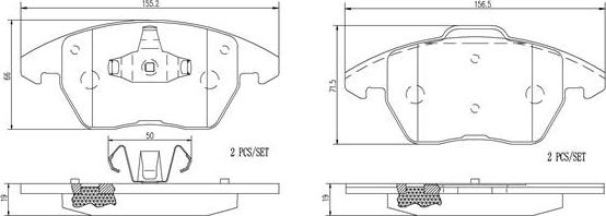 Brembo P61076N - Комплект спирачно феродо, дискови спирачки vvparts.bg