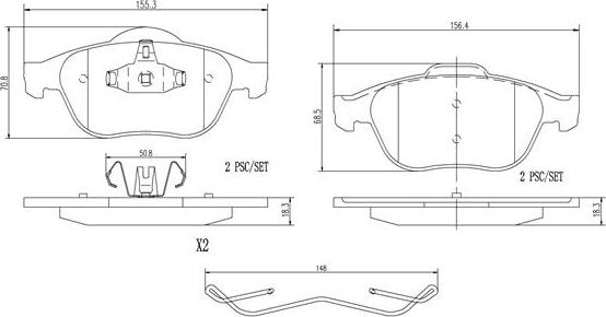 Brembo P68040N - Комплект спирачно феродо, дискови спирачки vvparts.bg