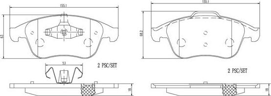 Brembo P68047N - Комплект спирачно феродо, дискови спирачки vvparts.bg