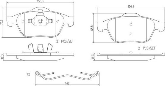 Brembo P68032N - Комплект спирачно феродо, дискови спирачки vvparts.bg