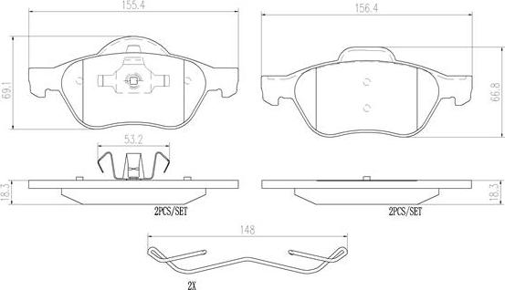 Brembo P68029N - Комплект спирачно феродо, дискови спирачки vvparts.bg