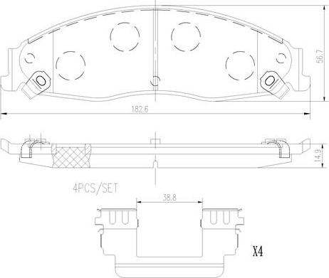 Brembo P09006N - Комплект спирачно феродо, дискови спирачки vvparts.bg