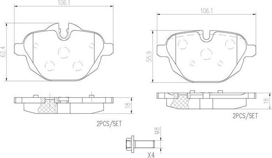 Brembo P06064N - Комплект спирачно феродо, дискови спирачки vvparts.bg