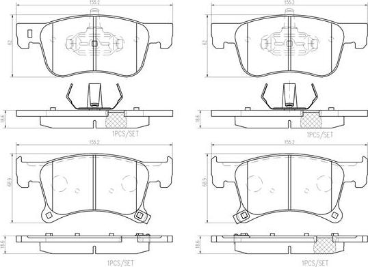 Brembo P 07 020 - Комплект спирачно феродо, дискови спирачки vvparts.bg