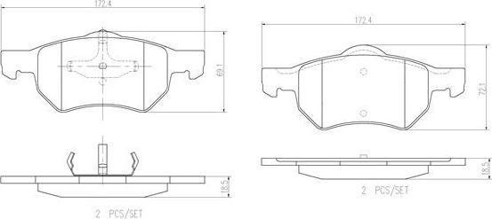 Brembo P11013N - Комплект спирачно феродо, дискови спирачки vvparts.bg