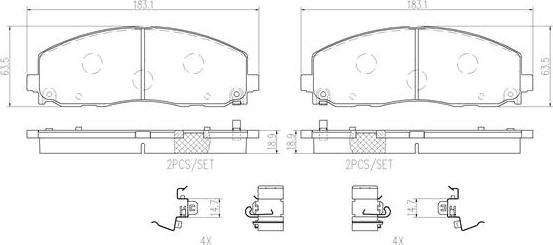 Brembo P11035N - Комплект спирачно феродо, дискови спирачки vvparts.bg