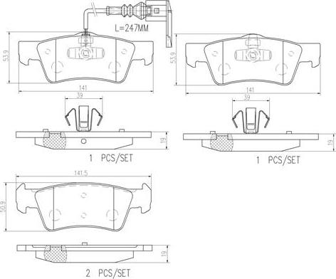 Brembo P85091N - Комплект спирачно феродо, дискови спирачки vvparts.bg